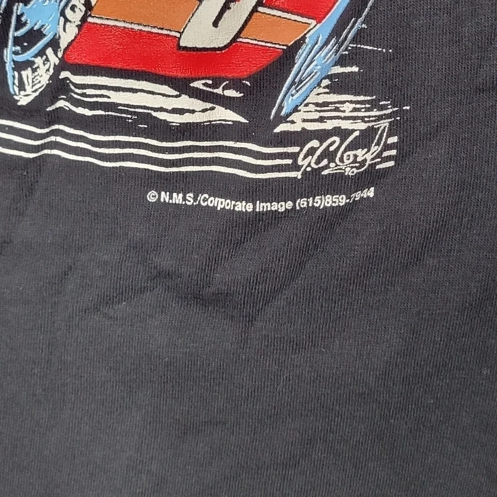 Vintage 80s Mark Martin Folgers Racing Nascar Graphic T-Shirt in Black Size M